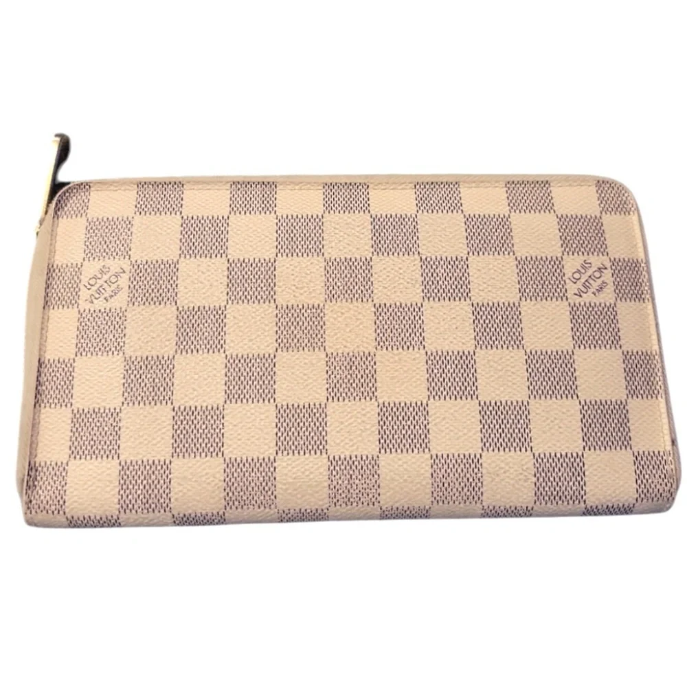 Louis Vuitton Damier Azur Large Zip Around Organizer Wallet White Blanc Travel
